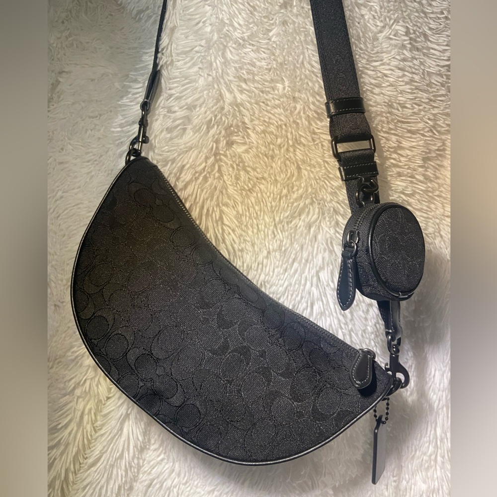 Coach Black Crescent Shoulder Bag with Coin Pouch - Picture 3 of 9
